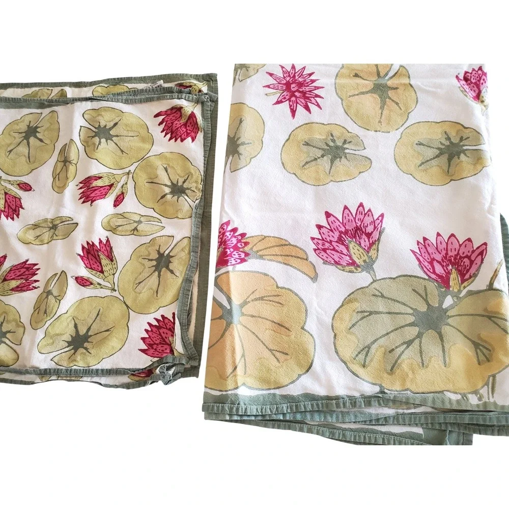 Couleur Nature French Provincial Water Lily Cotton Tablecloth‎ 59x59 & 4 Napkins